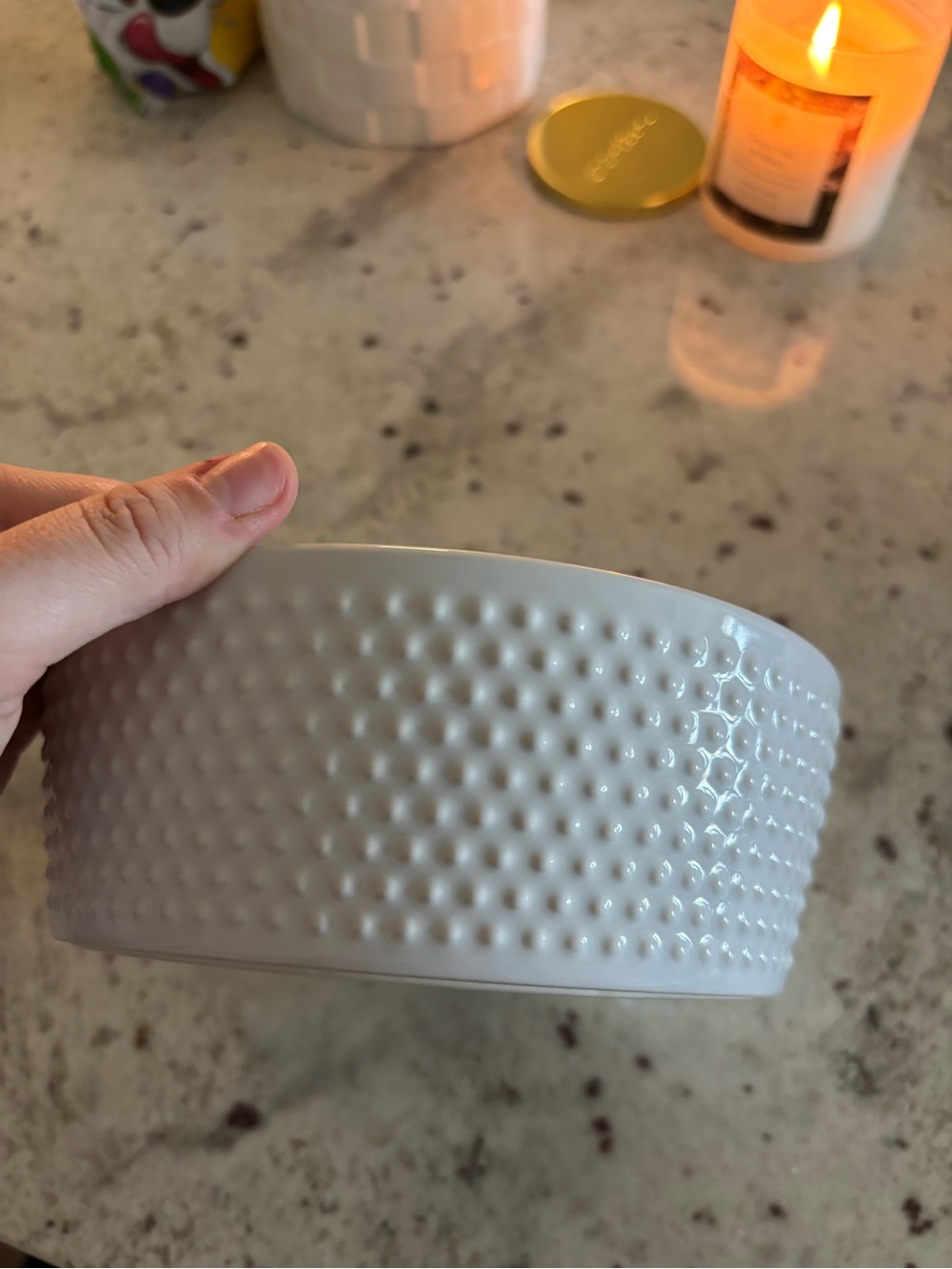 White Ceramic Serving Bowl dog bowl - Picture 2 of 3